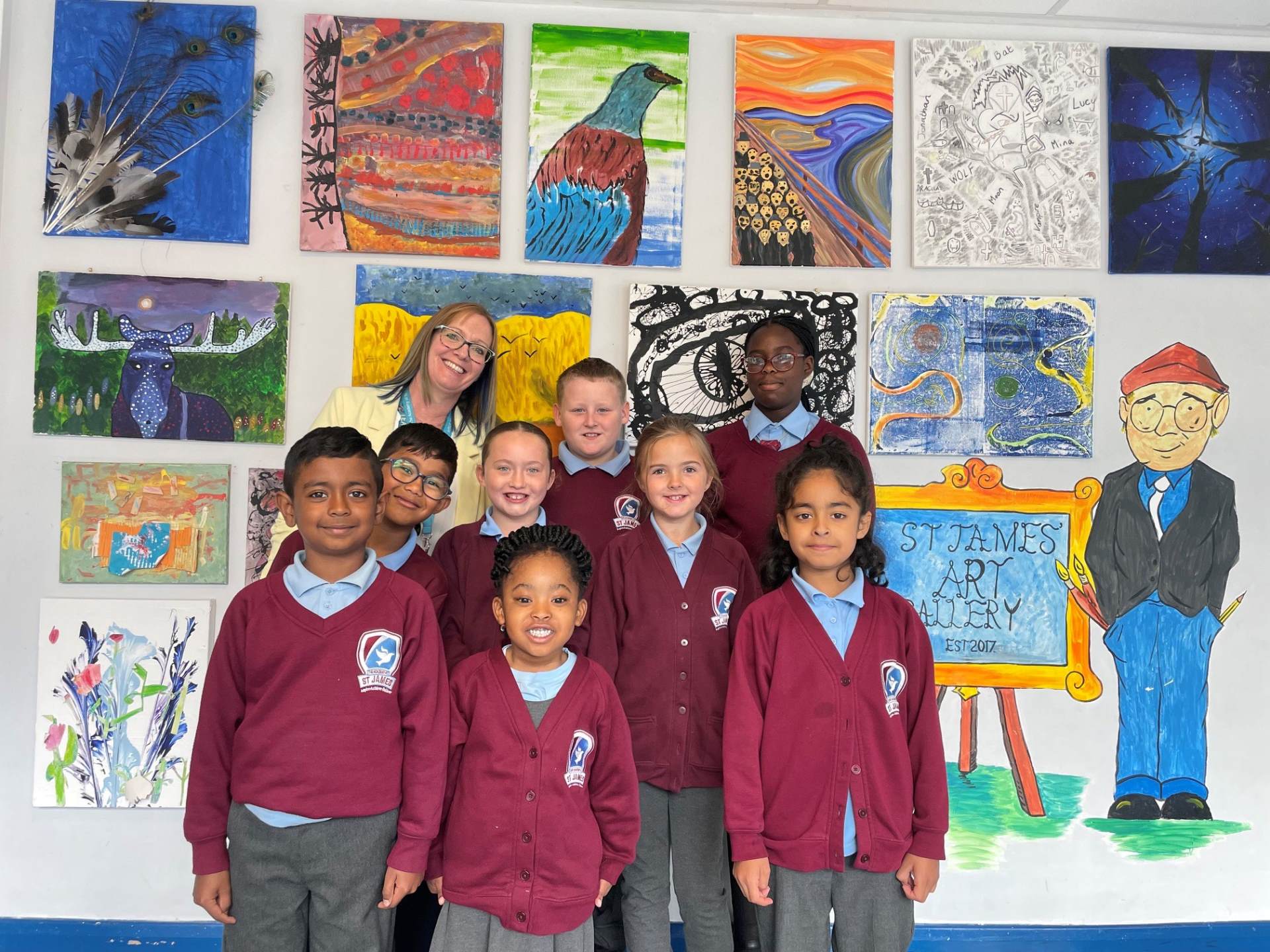 Headteacher Ruthi Thompson with students of the Academy at St James are thrilled following their recent OFSTED report